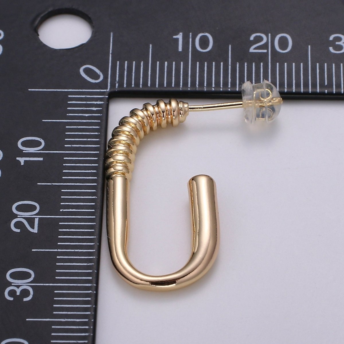1pair Golden Curvy Rectangle Huggies Earrings, Plain Gold Filled Geometric Rectangle Shape Daily Wear Earring Jewelry Q-447