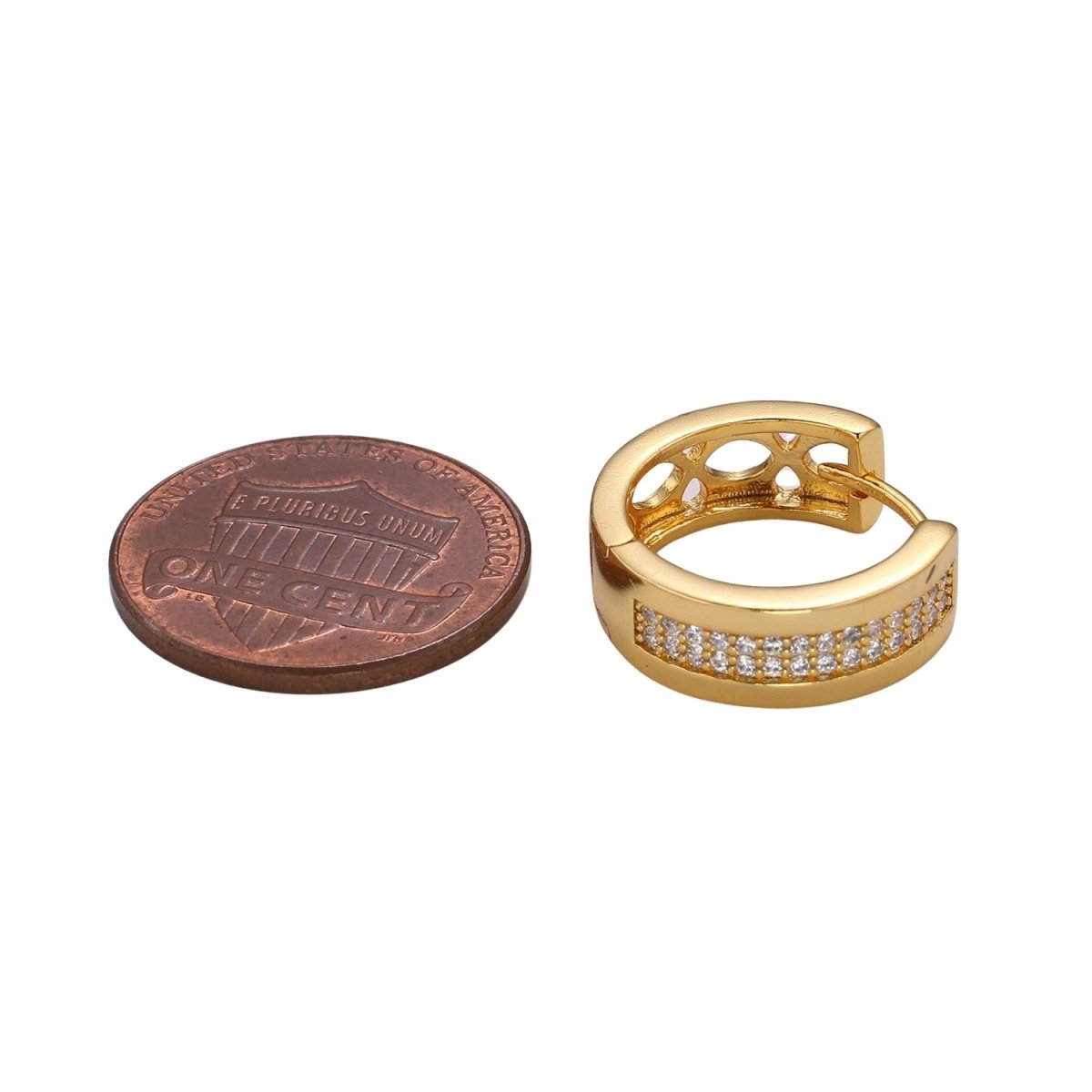 1pair Simple Golden Circle Shape Mini Huggies Earrings CZ Crystal Gold Filled Geometric Casual/Formal Micro Pave Earring Jewelry Q-502