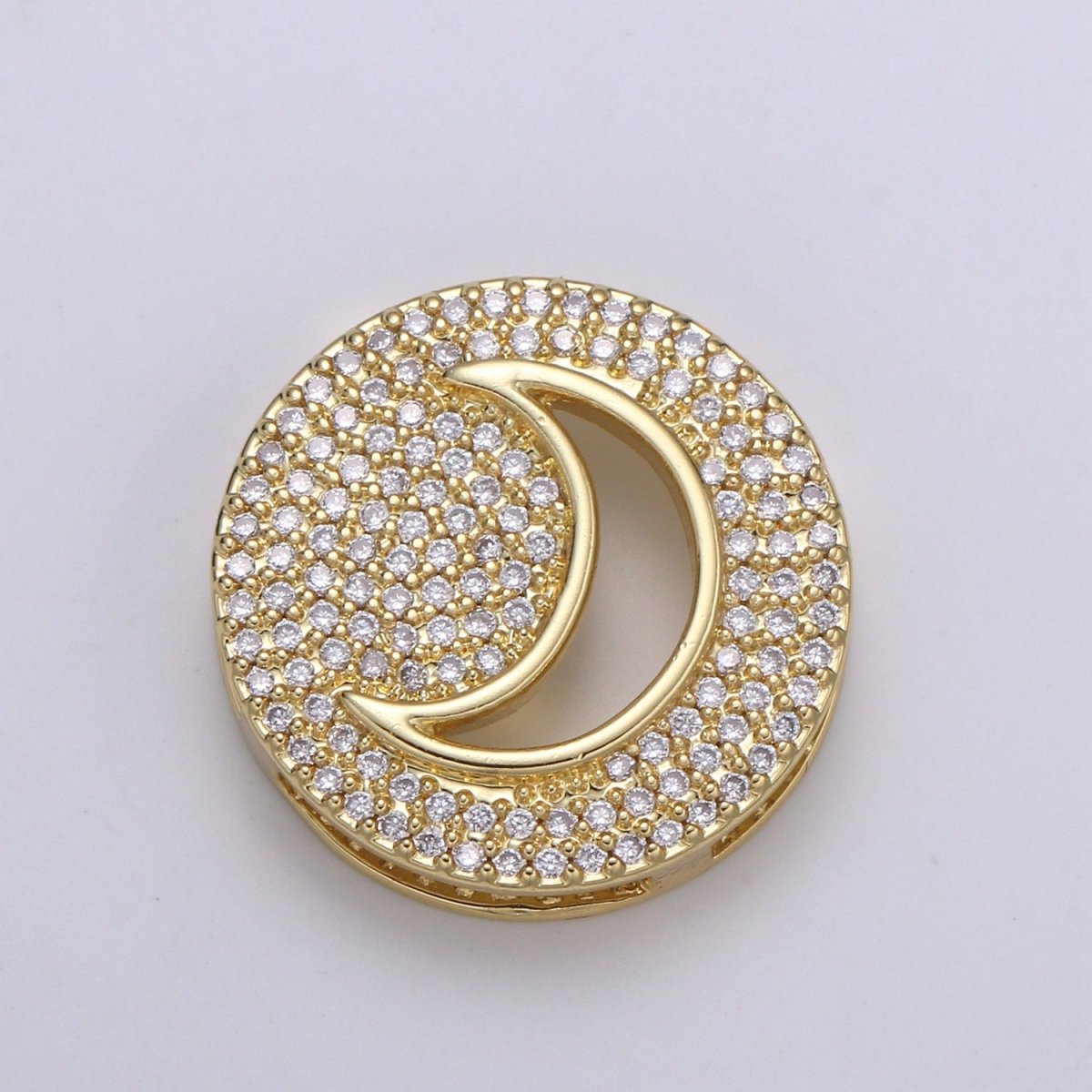 1pc 24K Gold Cresent Moon Spacer Beads, for DIY Moon, Celestial Pave Charm Bracelet Necklace Bead 19.9x4.6mm Hole 3.5mm B402