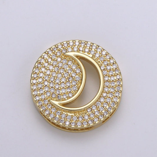 1pc 24K Gold Cresent Moon Spacer Beads, for DIY Moon, Celestial Pave Charm Bracelet Necklace Bead 19.9x4.6mm Hole 3.5mm B402