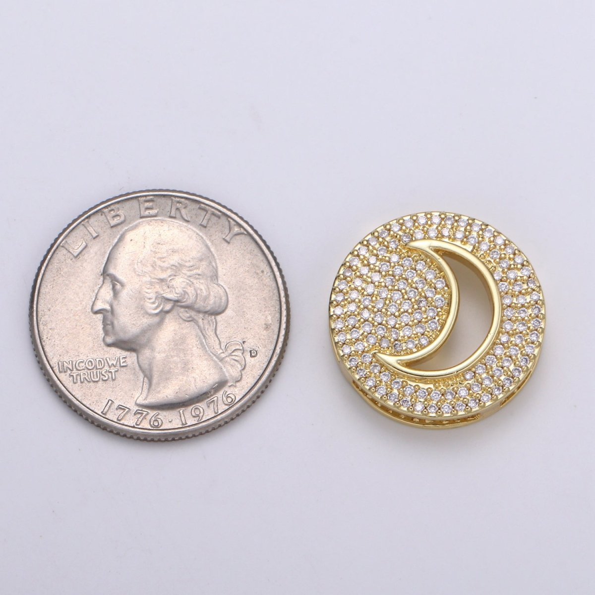 1pc 24K Gold Cresent Moon Spacer Beads, for DIY Moon, Celestial Pave Charm Bracelet Necklace Bead 19.9x4.6mm Hole 3.5mm B402