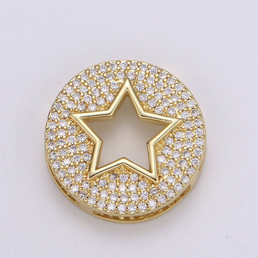 1pc 24K Gold Star Spacer Beads, for DIY Orion Beads Pave Charm Bracelet Bead Size 19.9x4.6mm Hole 3.5mm B400