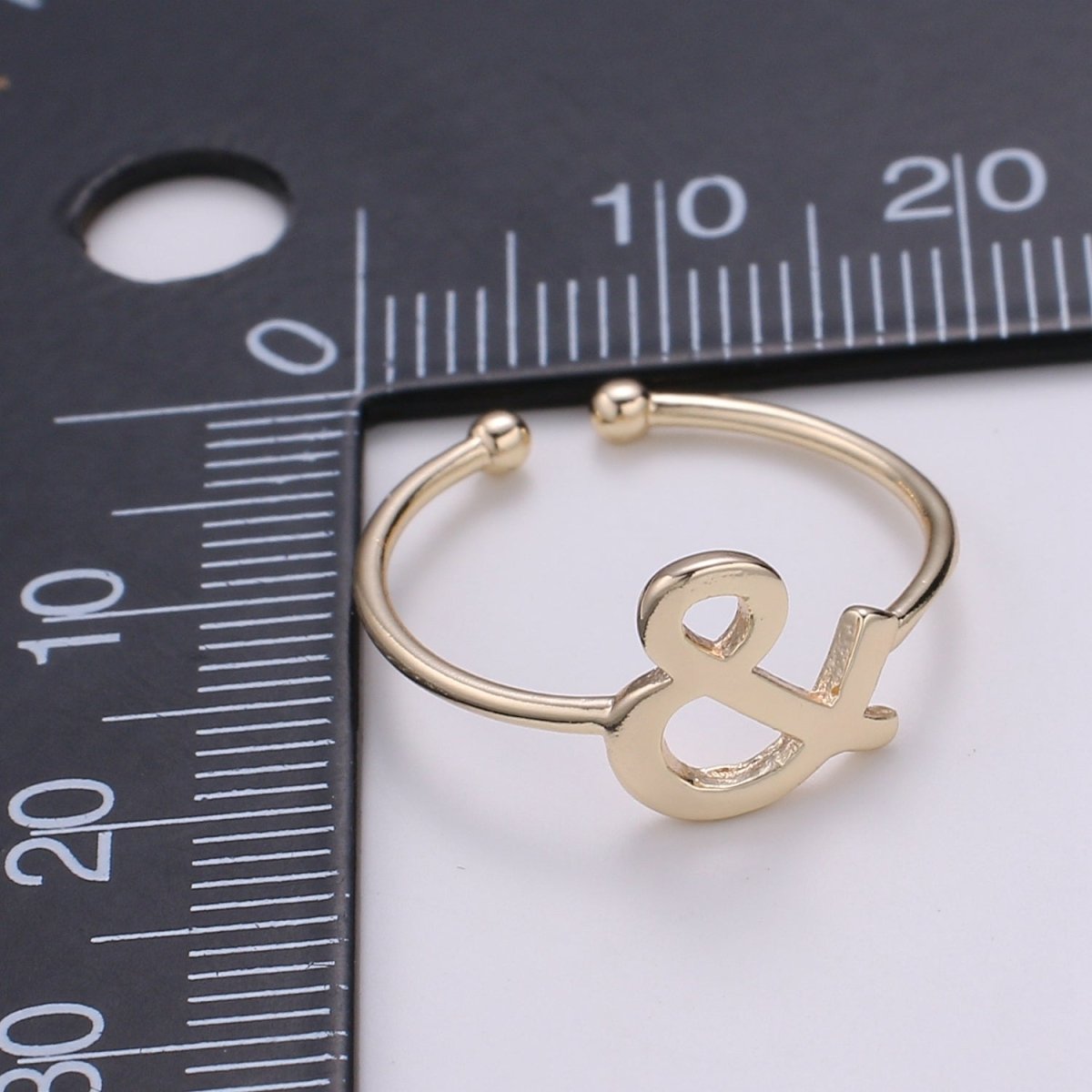 1pc Ampersand 18k Gold Ring, "And" symbol Adjustable Gold Curb Ring, Simple Ring, "Et" Ring- 254