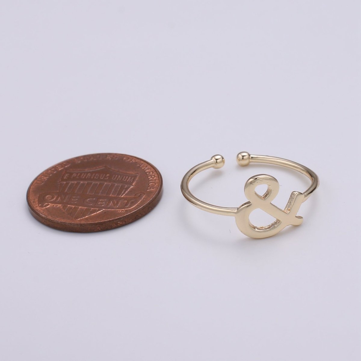 1pc Ampersand 18k Gold Ring, "And" symbol Adjustable Gold Curb Ring, Simple Ring, "Et" Ring- 254