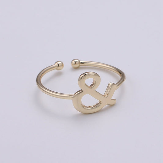 1pc Ampersand 18k Gold Ring, "And" symbol Adjustable Gold Curb Ring, Simple Ring, "Et" Ring- 254