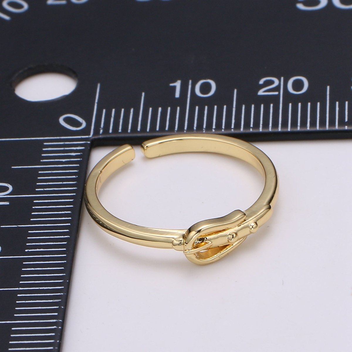 1pc Buckle Up 24K Gold Ring, Buckle Adjustable Gold Curb Ring, Simple Gold Ring, Belt Ring- R441