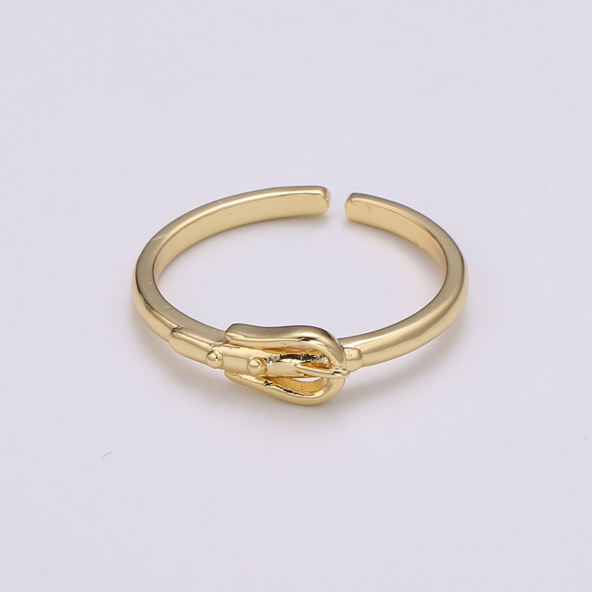 1pc Buckle Up 24K Gold Ring, Buckle Adjustable Gold Curb Ring, Simple Gold Ring, Belt Ring- R441