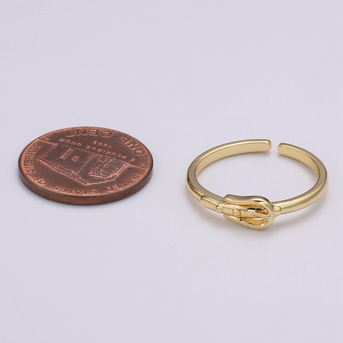 1pc Buckle Up 24K Gold Ring, Buckle Adjustable Gold Curb Ring, Simple Gold Ring, Belt Ring- R441
