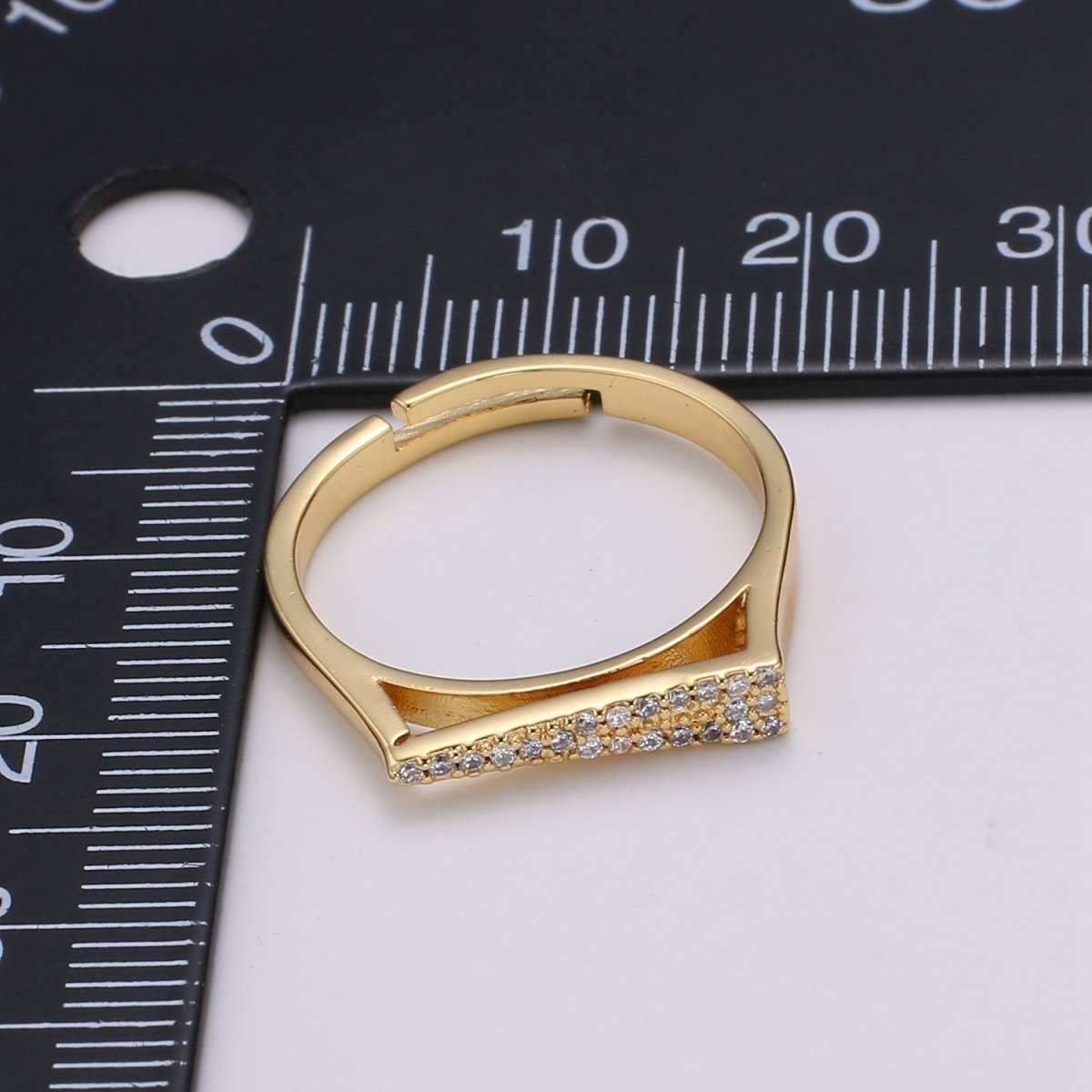 1pc Clear CZ Love Gold Ring, Dart Cubic Adjustable Gold Curb Ring, Simple Ring, Clear Cubic Zirconia Ring,Ring-350