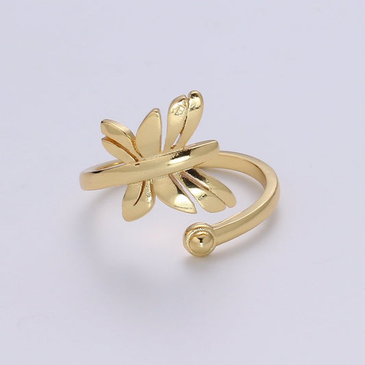 1pc Flying Butterfly 24K Ring, Adjustable Gold Curb Ring, Simple Mariposa Ring, Garden lover Ring, Bow Ring R530