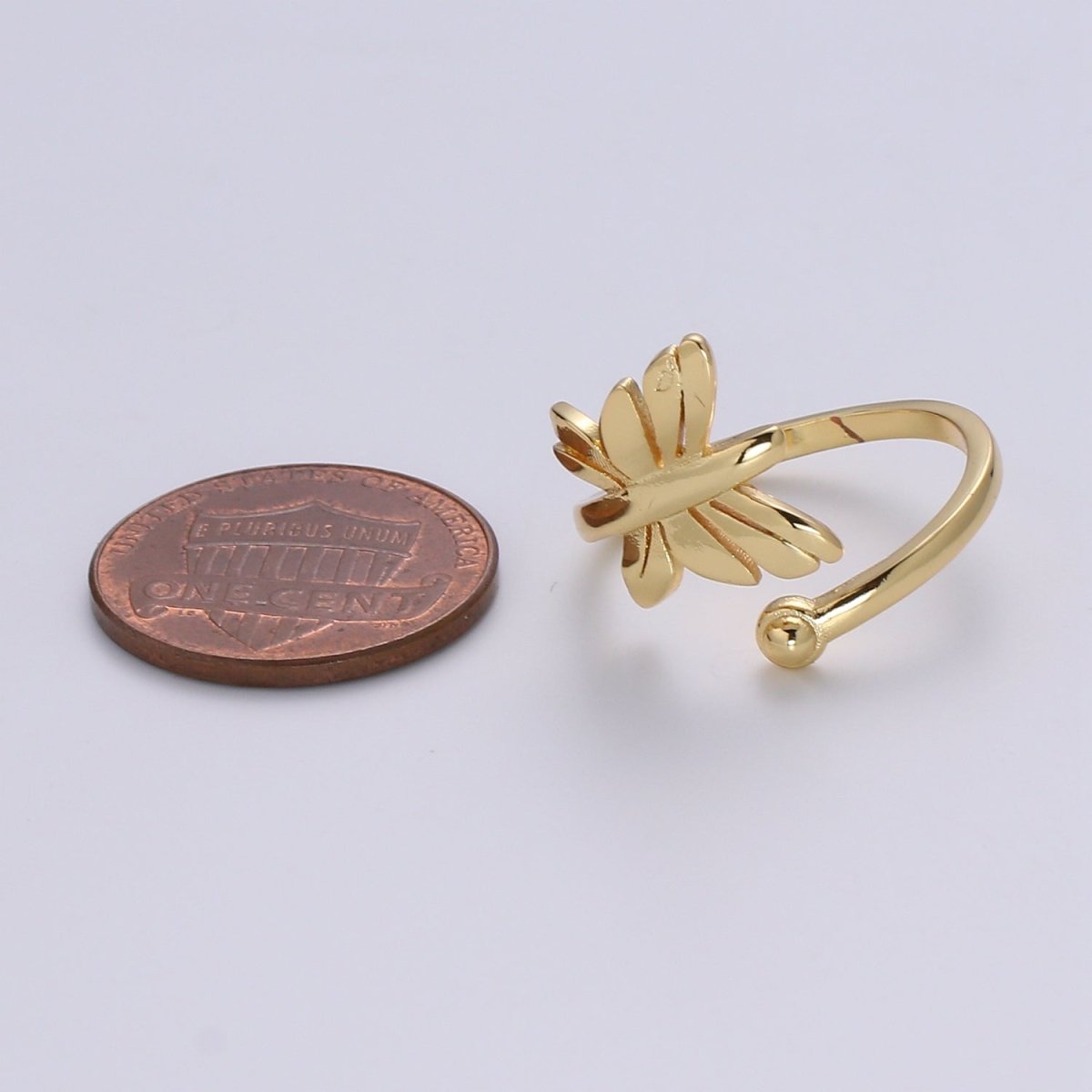 1pc Flying Butterfly 24K Ring, Adjustable Gold Curb Ring, Simple Mariposa Ring, Garden lover Ring, Bow Ring R530