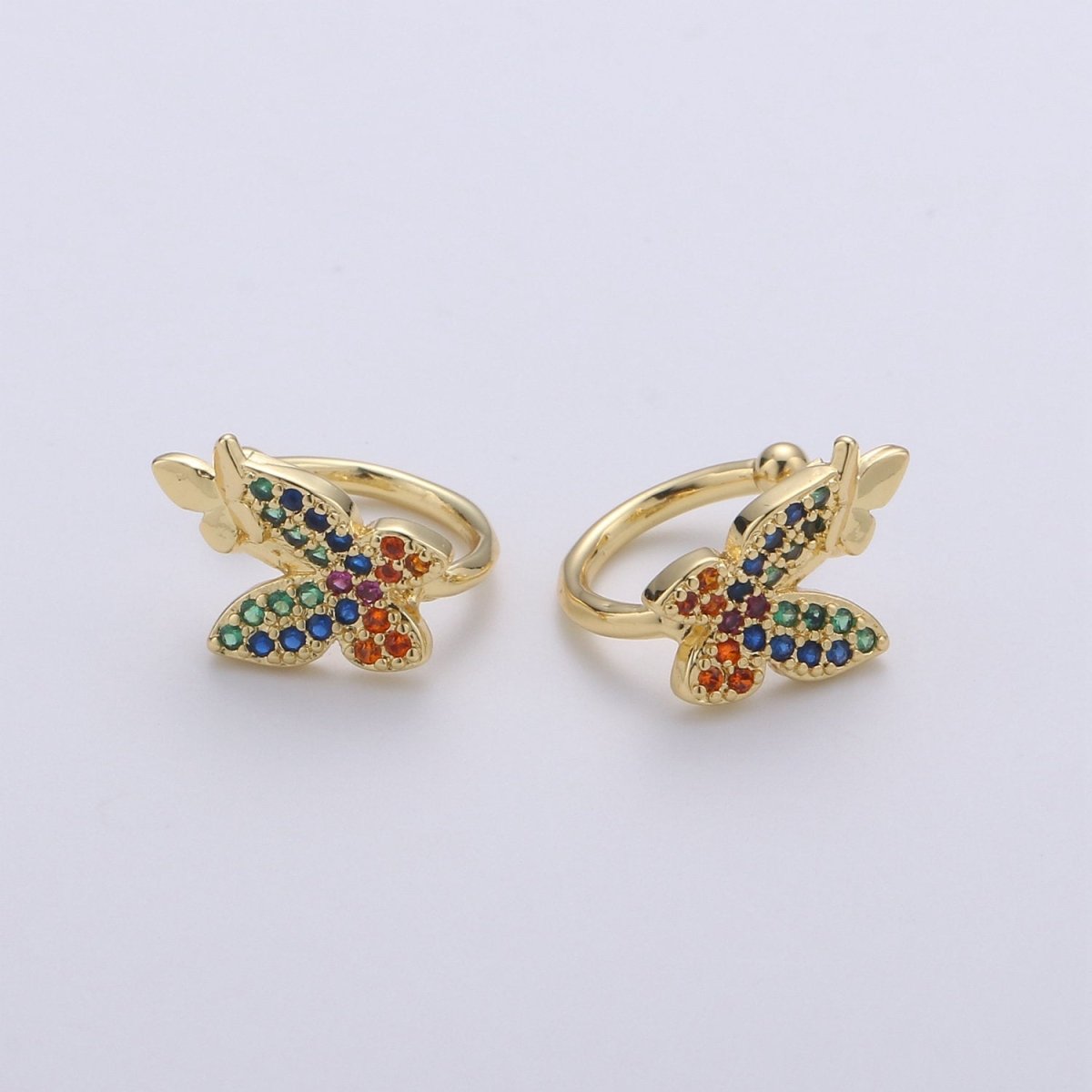 1pc Gold Filled Gorgeous Butterfly Ear Cuff Rainbow Butterflies Earring Micro Pave CZ Cubic Zirconia Wrap Earring gift for Christmas AI-101