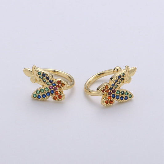 1pc Gold Filled Gorgeous Butterfly Ear Cuff Rainbow Butterflies Earring Micro Pave CZ Cubic Zirconia Wrap Earring gift for Christmas AI-101