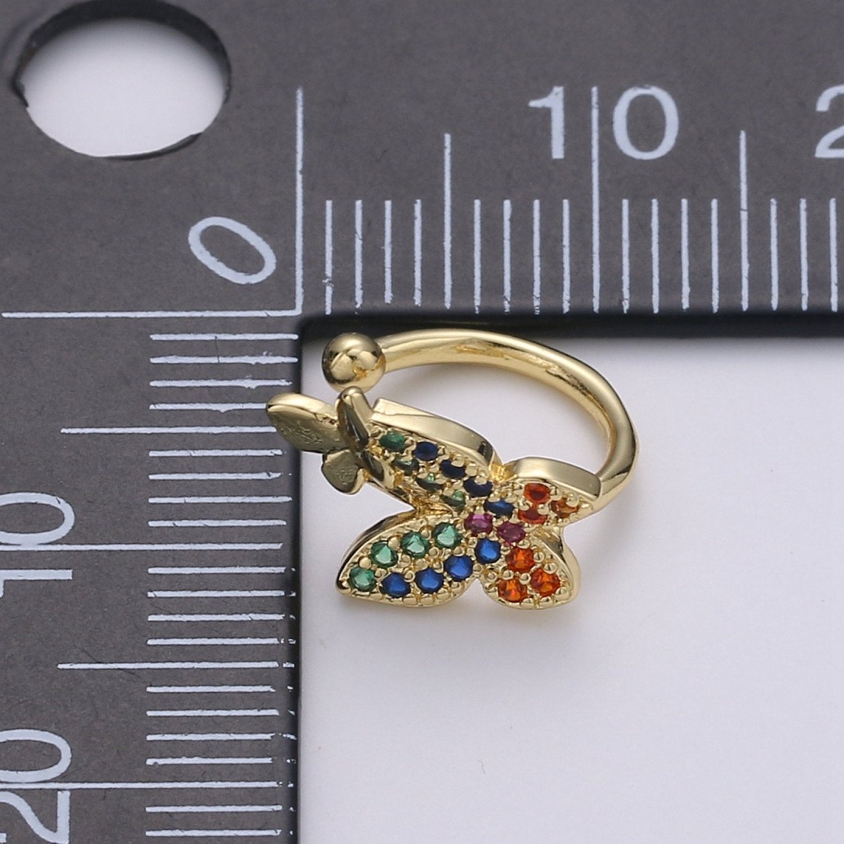 1pc Gold Filled Gorgeous Butterfly Ear Cuff Rainbow Butterflies Earring Micro Pave CZ Cubic Zirconia Wrap Earring gift for Christmas AI-101