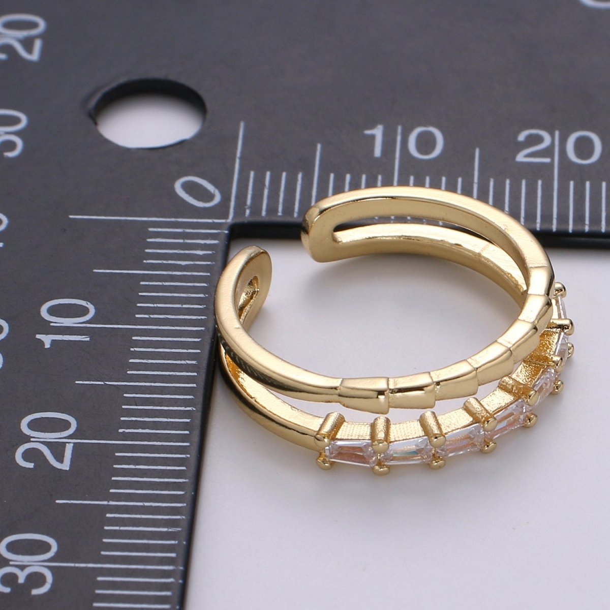1pc Golden Two Circle Layers Ring CZ Crystal Geometric Daily Wear Ring Accessories/Jewelry O-953