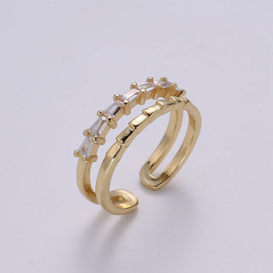 1pc Golden Two Circle Layers Ring CZ Crystal Geometric Daily Wear Ring Accessories/Jewelry O-953