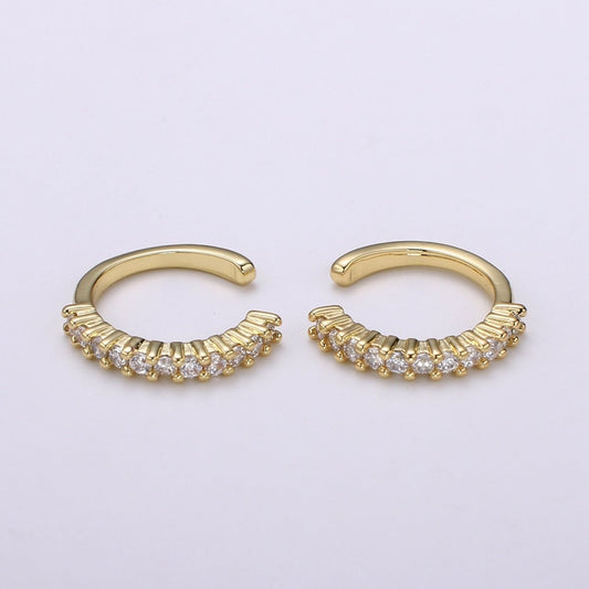 1Pc Micro Pace CZ Ear Cuff 24K Gold Ear cuff Earring, Nonpierced Ear cuff for Cartilage, ingle Earring, Minimalist ear cuff AI-144