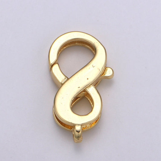 1pc Wholesale Lobster Clasp 24k Gold , Infinity Lobster Claw for Jewelry Making, Size 19.5mmX11.4mm L183