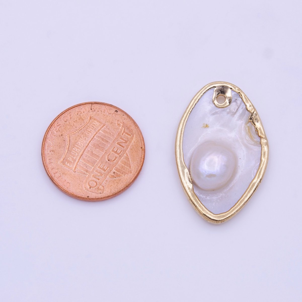 1pc Wholesale Natural Mother of Pearl Charm Abstract Oval Shape Aprox 27.1x17.3mm, Gold Frame Charm P-1843