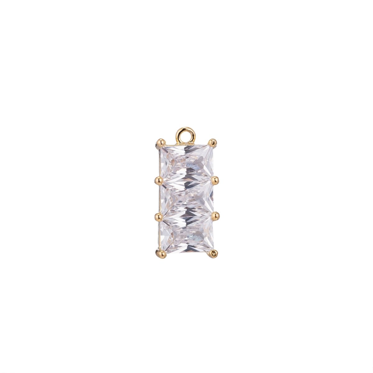 18K Gold Filled Clear Triple Baguette CZ Bar Lined CZ Charm | C373