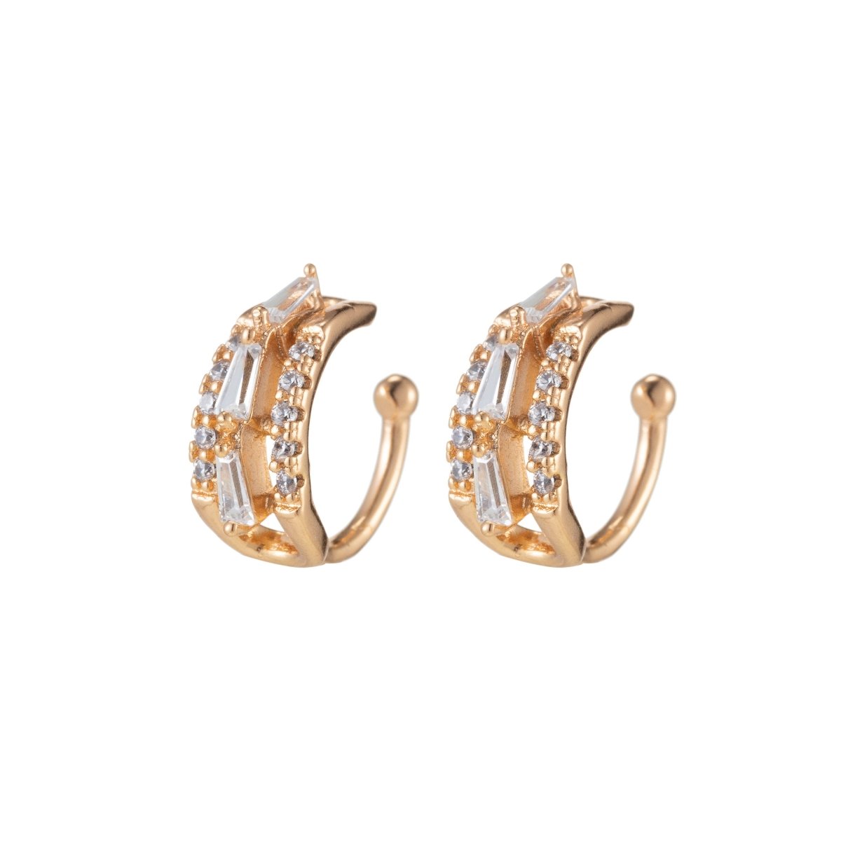 1x 18k Gold Filled Ear cuffs Gold ear cuff ear cuff no piercing Micro Pave earcuff cartilage cuff non pierced ear cuff, AI-050