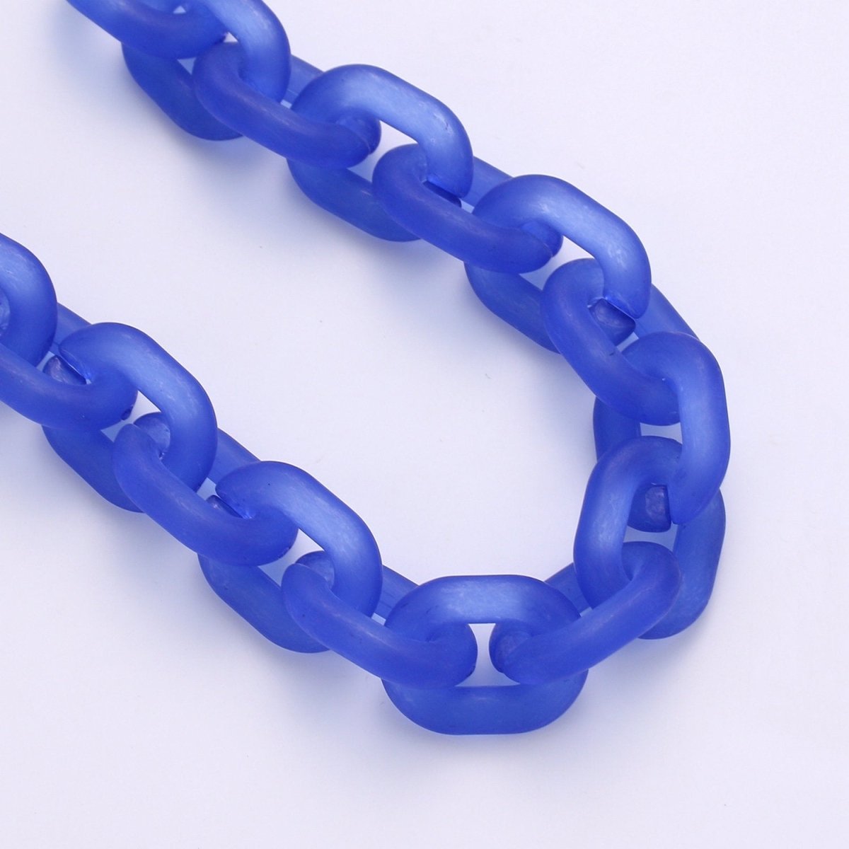 1X Clear Matte Oval Acrylic Chain, Translucent Plastic Chain, Chunky Necklace Chain with Open Links Size 23.8mm x 18.8mm