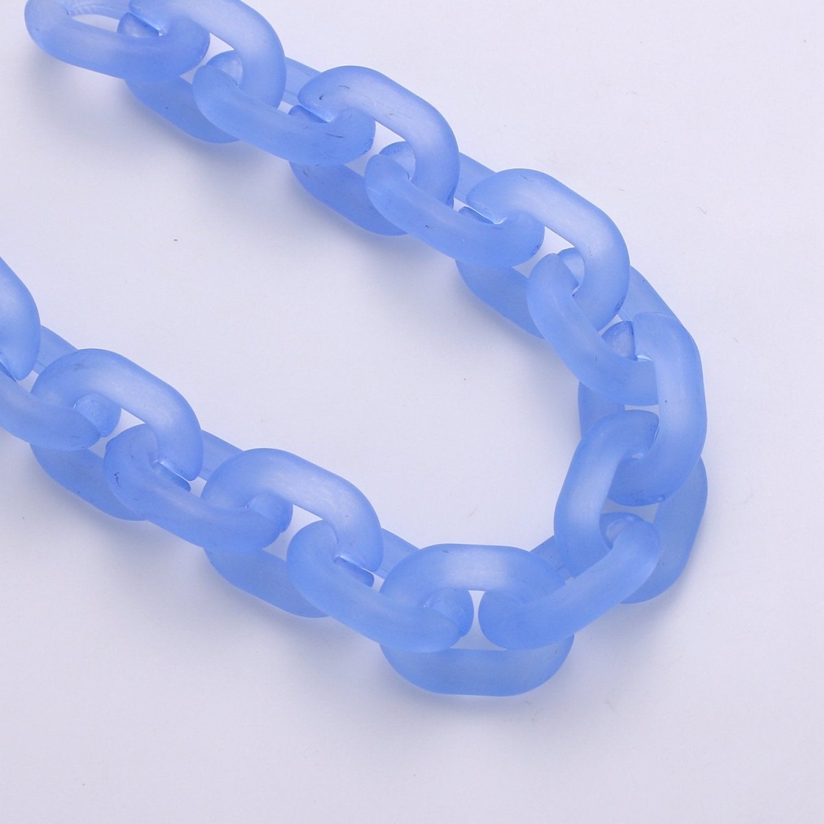 1X Clear Matte Oval Acrylic Chain, Translucent Plastic Chain, Chunky Necklace Chain with Open Links Size 23.8mm x 18.8mm