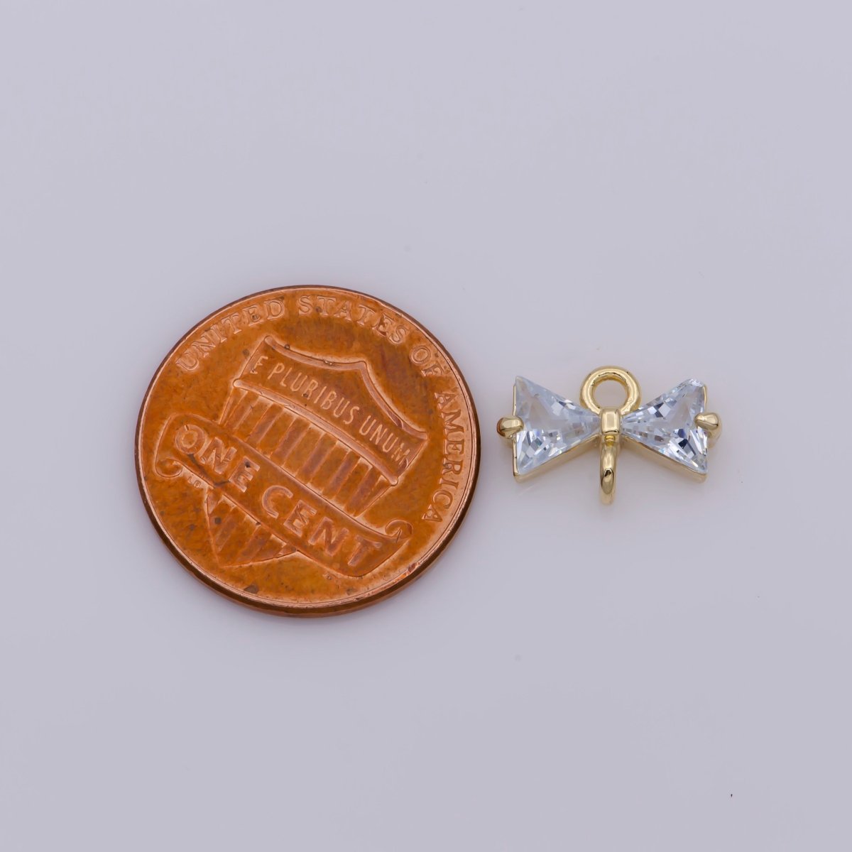 1x Cubic Bow Zirconia 14k Gold Filled Charm Connector, Bow Pendant, Cz Bow Charms with Open Link for Necklace Earring Component F-045
