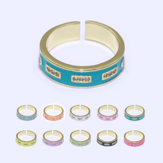 1x Dainty Colorful Enamel Ring Multicolor Enamel Band Butterfly Ring Stacking Open Ring Adjustable Ring Yellow Teal Pink Green White Neon Ring O-363 ~ O-370
