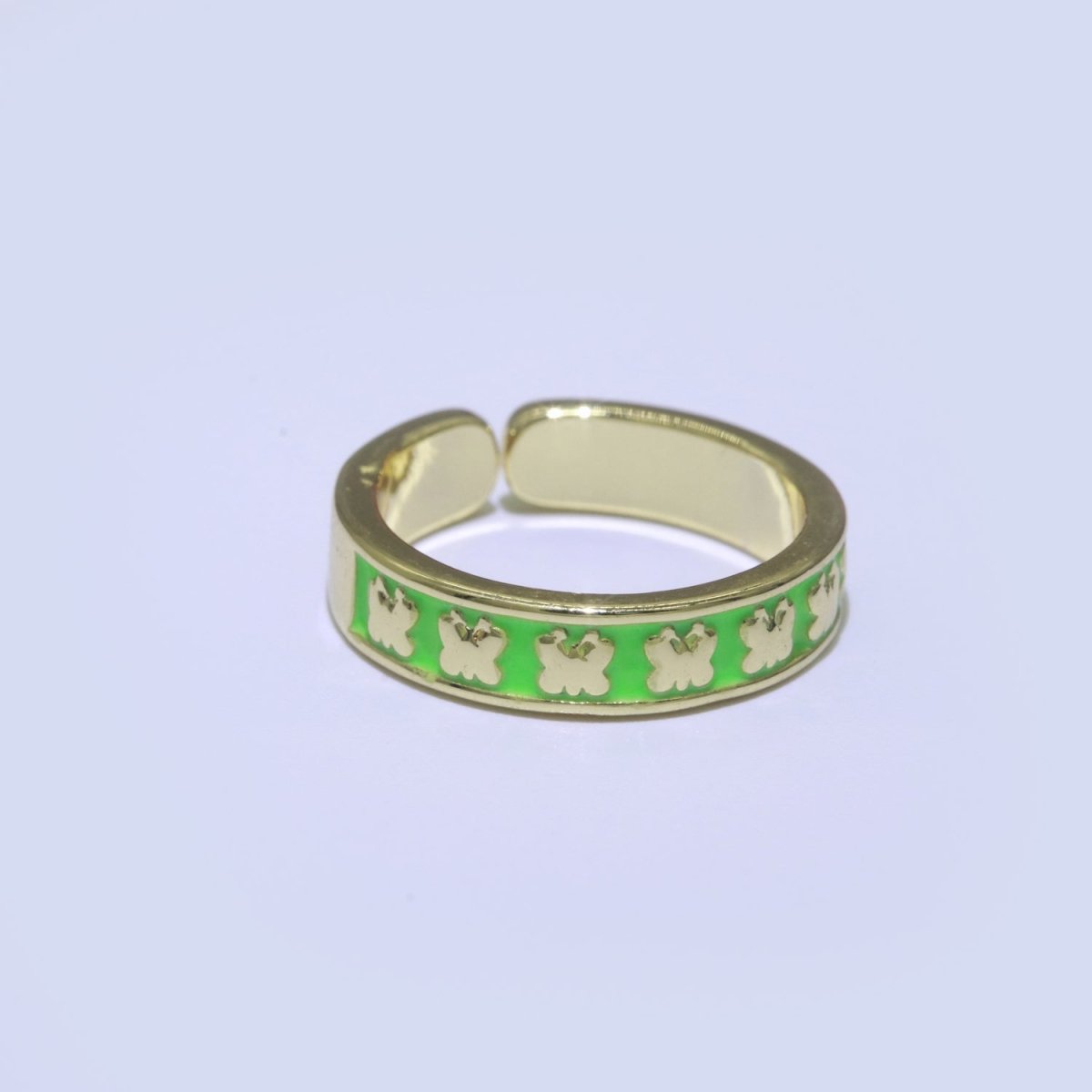 1x Dainty Colorful Enamel Ring Multicolor Enamel Band Butterfly Ring Stacking Open Ring Adjustable Ring Yellow Teal Pink Green White Neon Ring O-363 ~ O-370