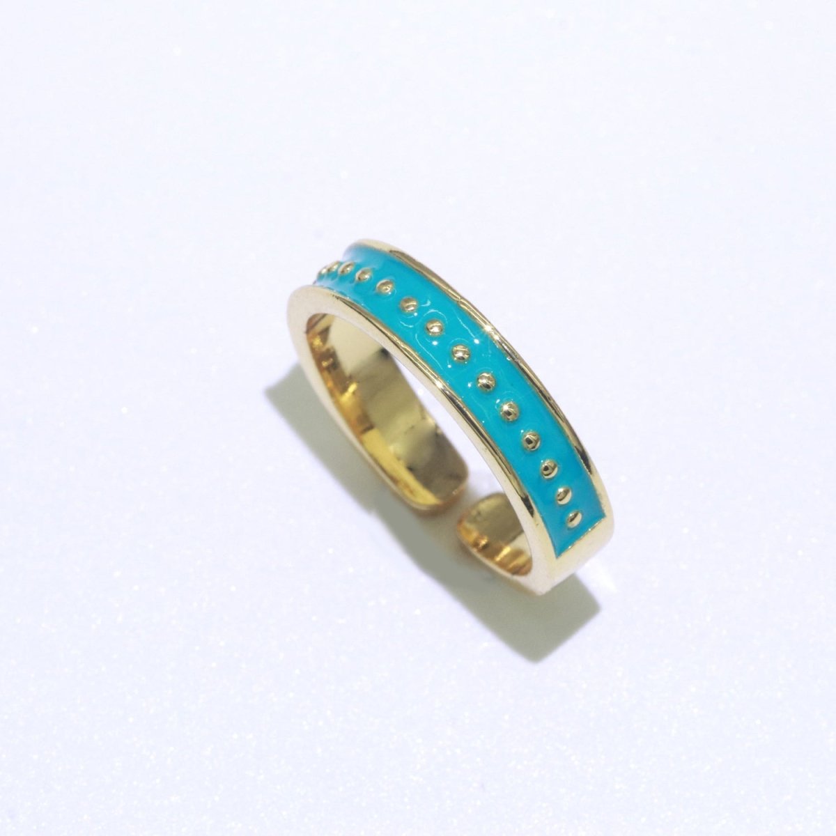 1x Dainty Colorful Enamel Ring Multicolor Enamel Band Dots Ring Stacking Open Adjustable Ring O-379 ~ O-386
