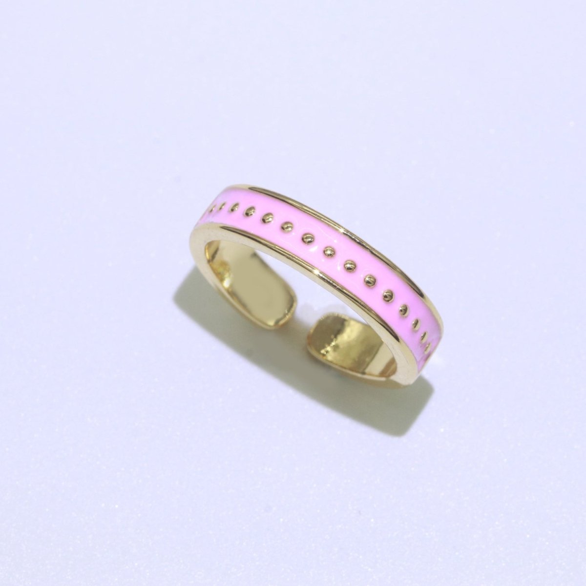 1x Dainty Colorful Enamel Ring Multicolor Enamel Band Dots Ring Stacking Open Adjustable Ring O-379 ~ O-386