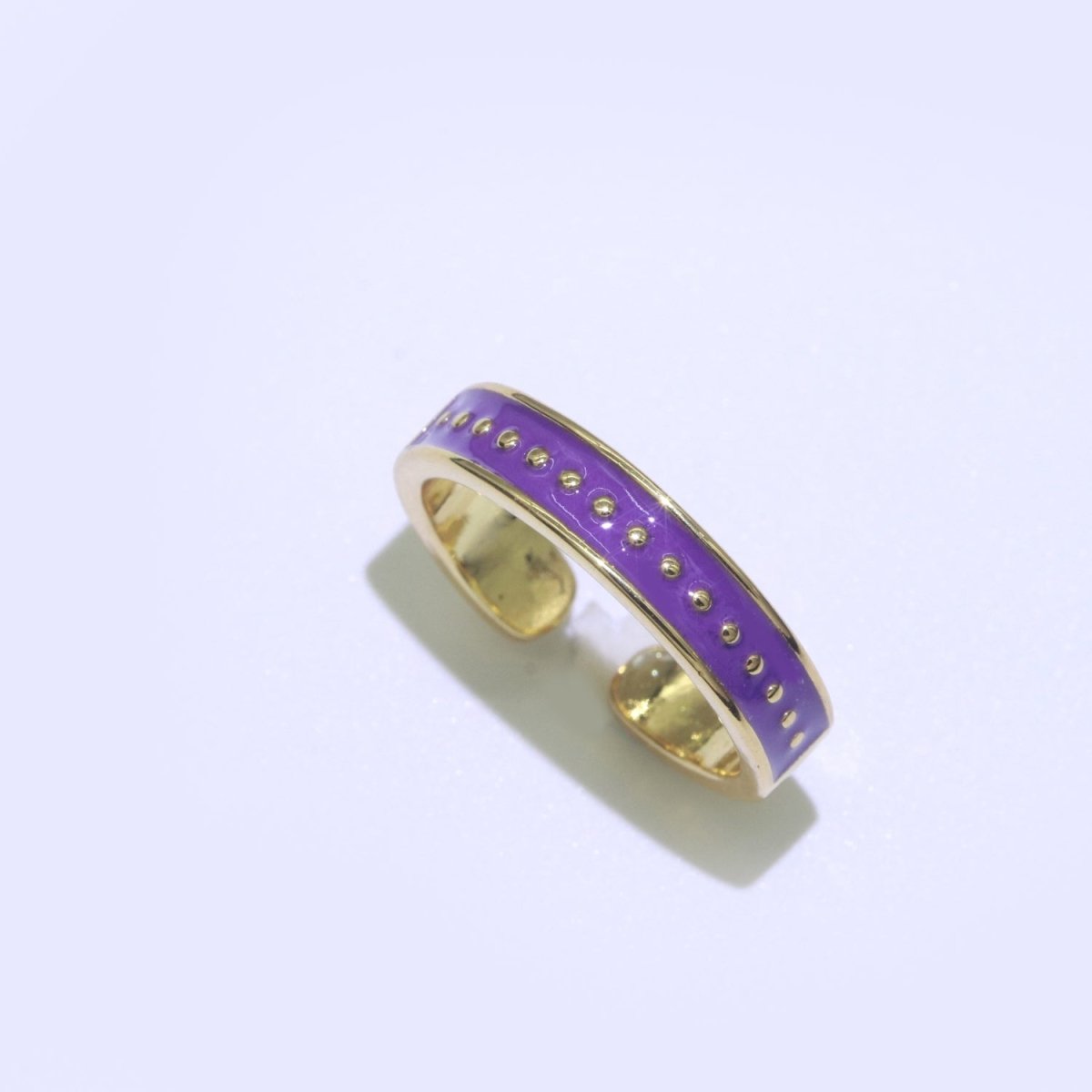 1x Dainty Colorful Enamel Ring Multicolor Enamel Band Dots Ring Stacking Open Adjustable Ring O-379 ~ O-386