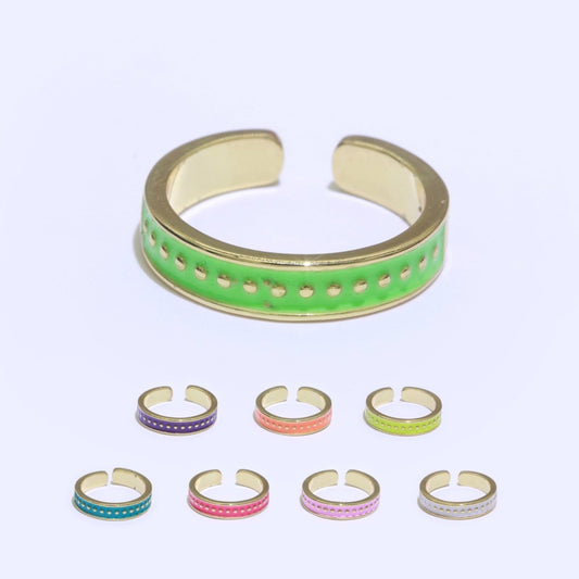 1x Dainty Colorful Enamel Ring Multicolor Enamel Band Dots Ring Stacking Open Adjustable Ring O-379 ~ O-386