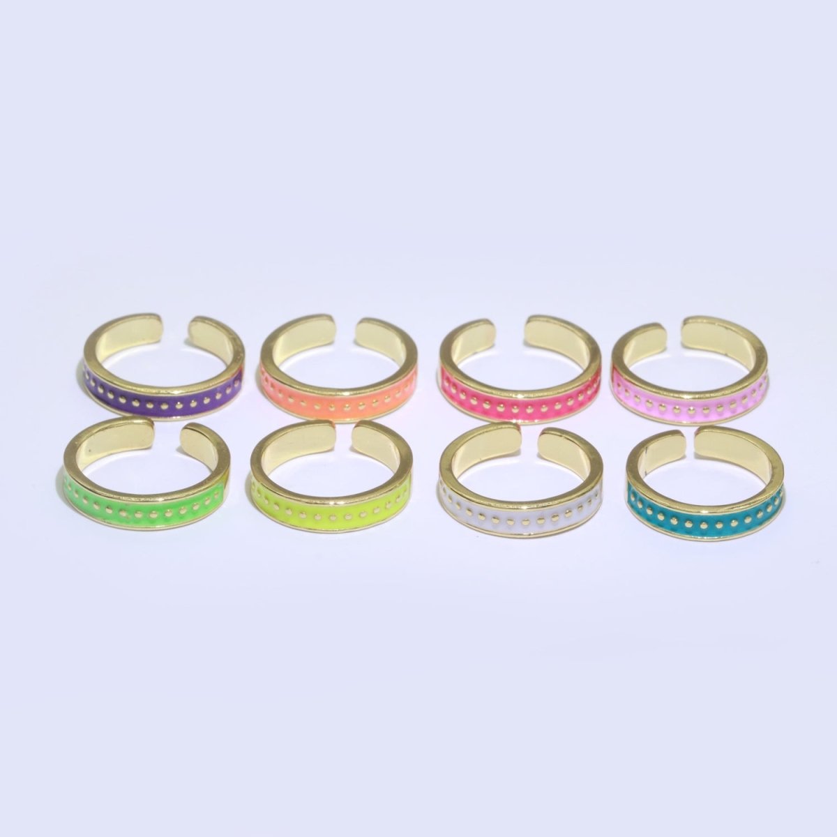 1x Dainty Colorful Enamel Ring Multicolor Enamel Band Dots Ring Stacking Open Adjustable Ring O-379 ~ O-386