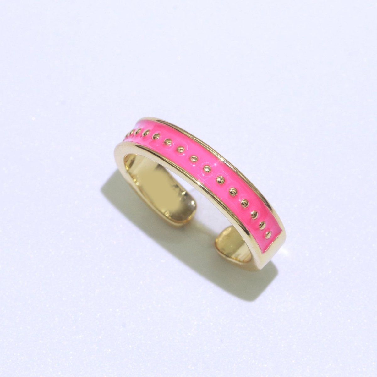 1x Dainty Colorful Enamel Ring Multicolor Enamel Band Dots Ring Stacking Open Adjustable Ring O-379 ~ O-386