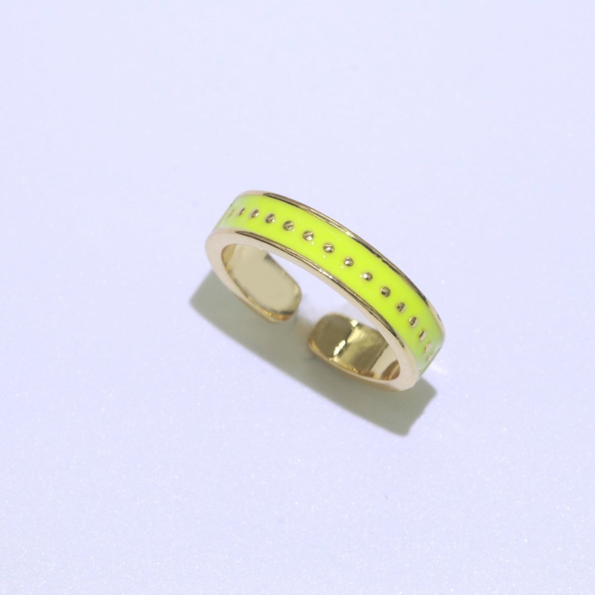 1x Dainty Colorful Enamel Ring Multicolor Enamel Band Dots Ring Stacking Open Adjustable Ring O-379 ~ O-386