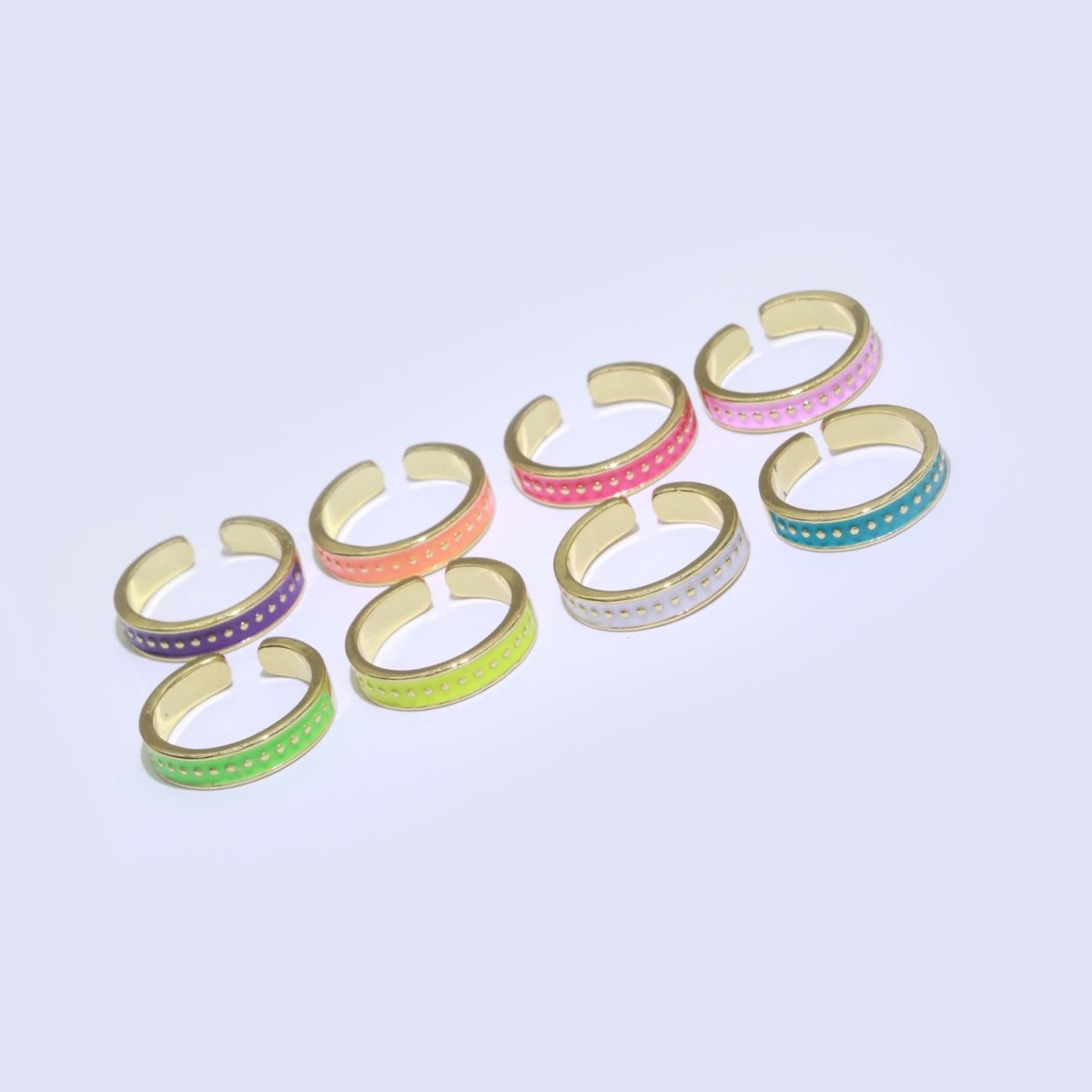 1x Dainty Colorful Enamel Ring Multicolor Enamel Band Dots Ring Stacking Open Adjustable Ring O-379 ~ O-386