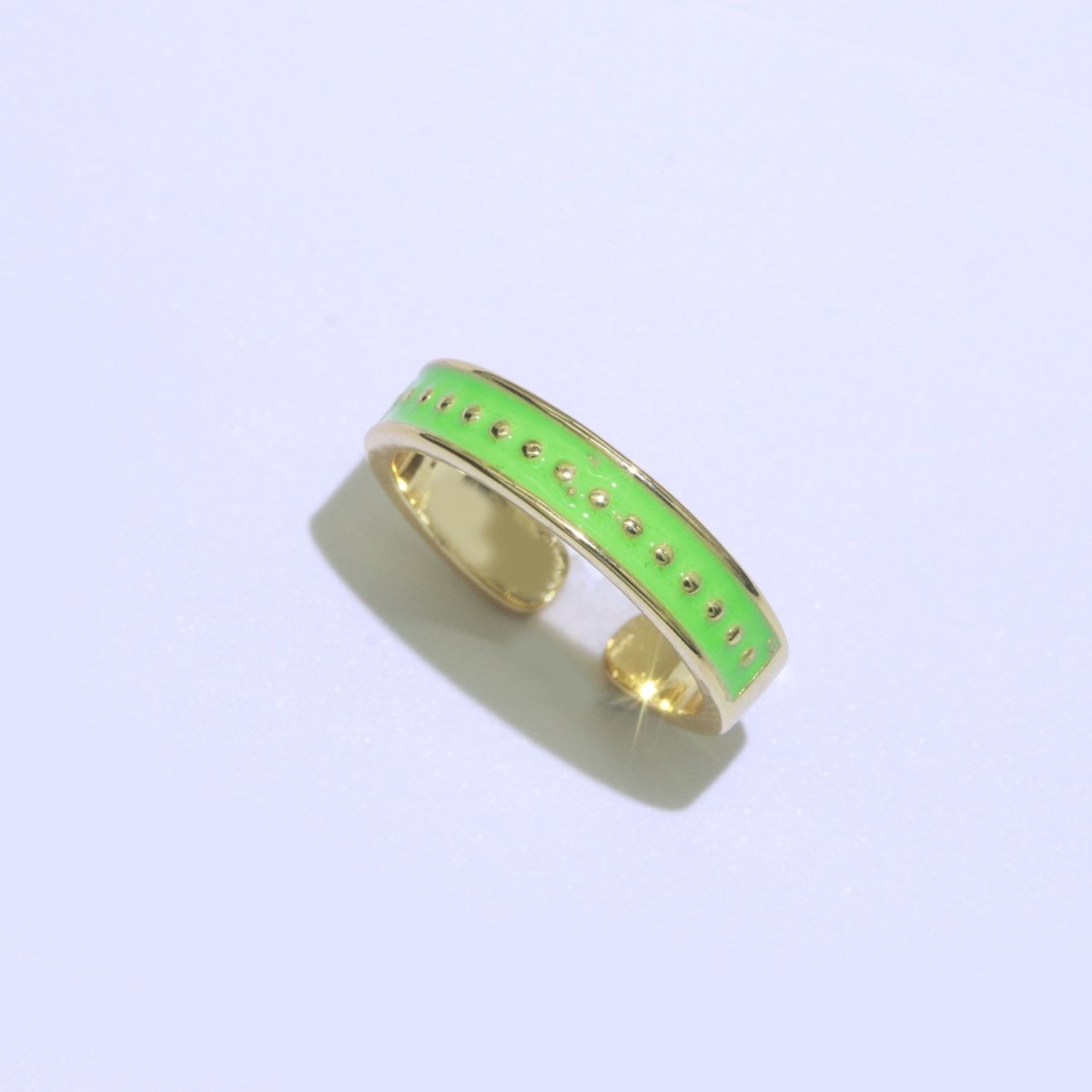 1x Dainty Colorful Enamel Ring Multicolor Enamel Band Dots Ring Stacking Open Adjustable Ring O-379 ~ O-386