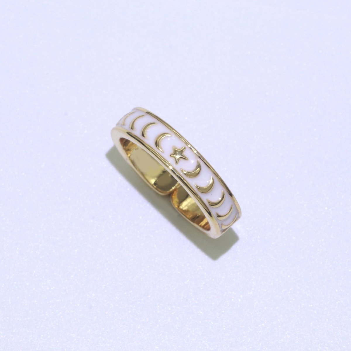 1x Dainty Colorful Enamel Ring Multicolor Enamel Band Moon Star Ring Stacking Open Adjustable Ring O-371 ~ O-378