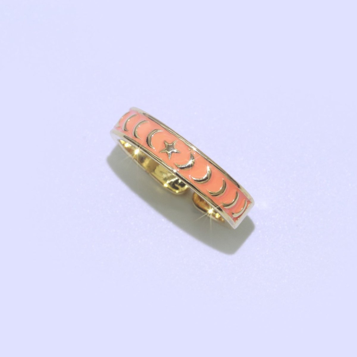 1x Dainty Colorful Enamel Ring Multicolor Enamel Band Moon Star Ring Stacking Open Adjustable Ring O-371 ~ O-378