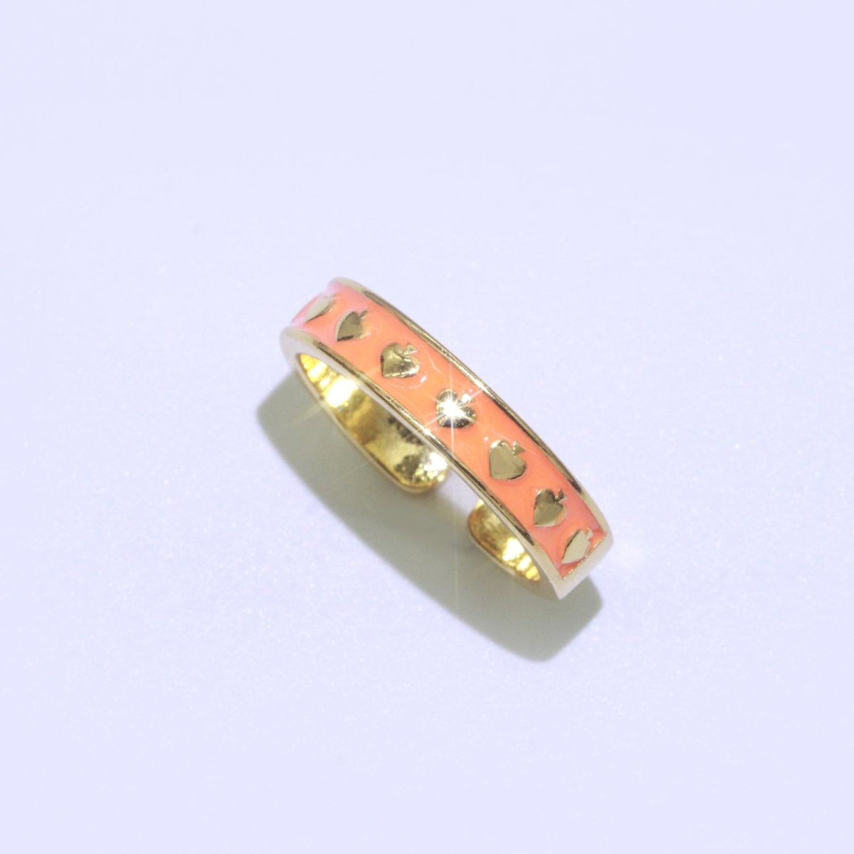 1x Dainty Colorful Enamel Ring Multicolor Enamel Band Spade Ring Stacking Open Ring Adjustable Ring Yellow Teal Pink Green White Neon Ring O-395 ~ O-402