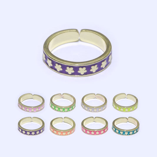 1x Dainty Colorful Enamel Ring Multicolor Enamel Band Star Ring Stacking Open Ring Adjustable Ring Yellow Teal Pink Green White Neon Ring O-387 ~ O-394