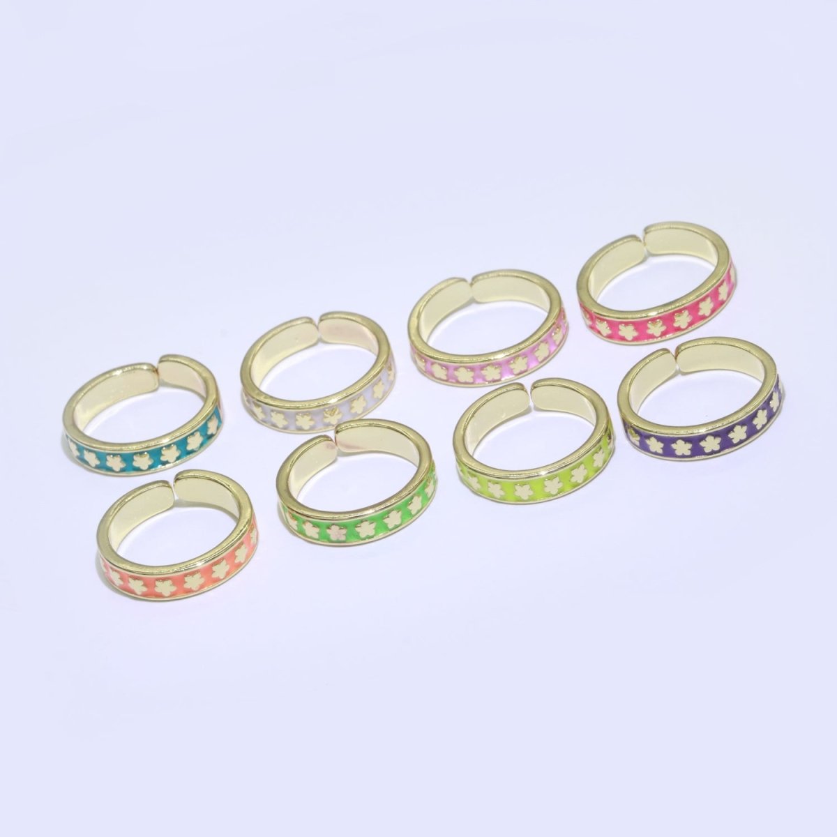 1x Dainty Colorful Enamel Ring Multicolor Enamel Band Star Ring Stacking Open Ring Adjustable Ring Yellow Teal Pink Green White Neon Ring O-387 ~ O-394