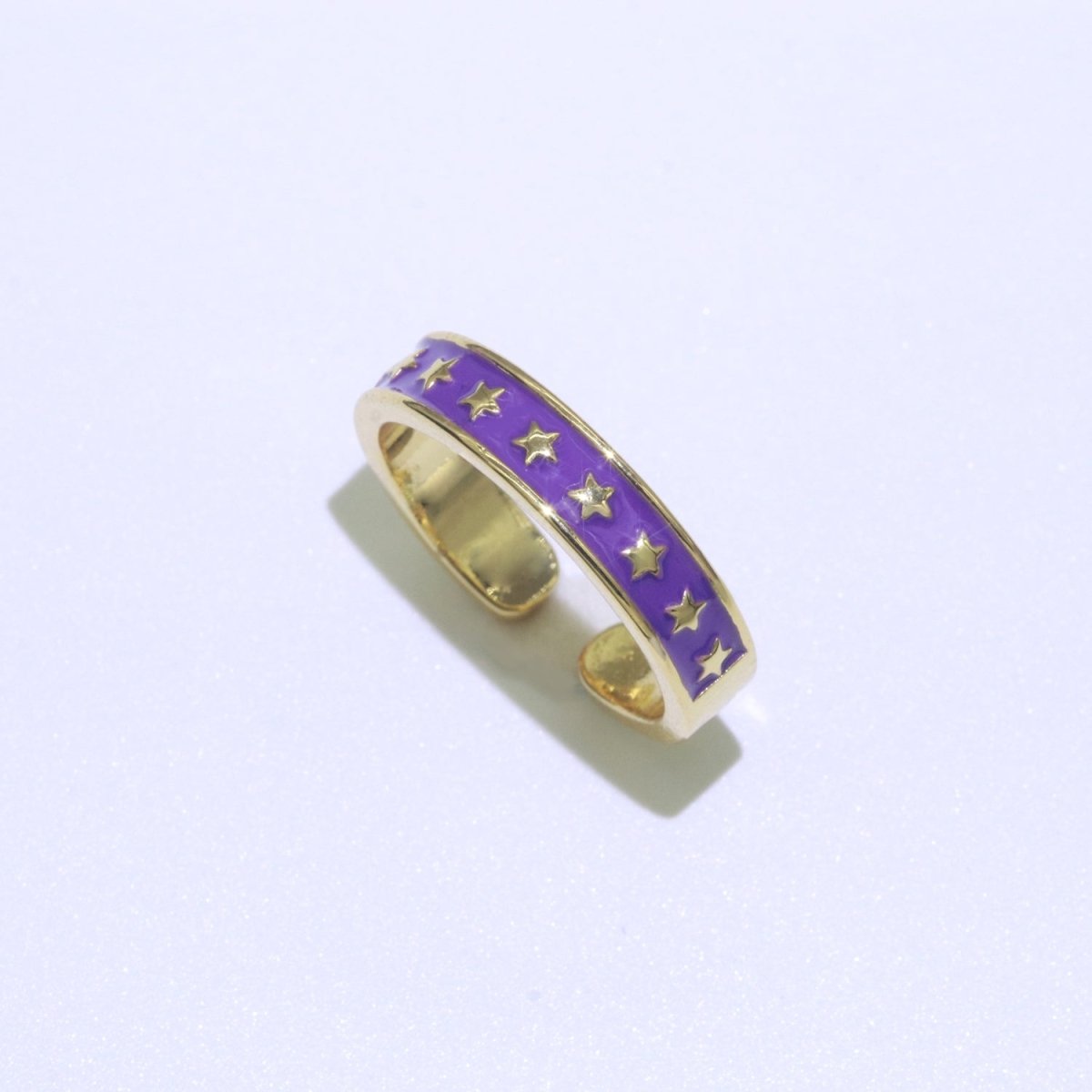 1x Dainty Colorful Enamel Ring Multicolor Star Band Spade Ring Stacking Open Ring Adjustable Ring Yellow Teal Pink Green White Neon Ring O-403 ~ O-410