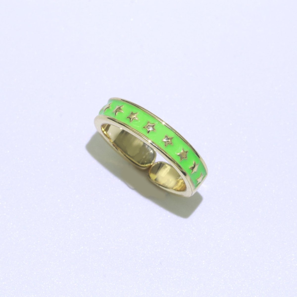 1x Dainty Colorful Enamel Ring Multicolor Star Band Spade Ring Stacking Open Ring Adjustable Ring Yellow Teal Pink Green White Neon Ring O-403 ~ O-410