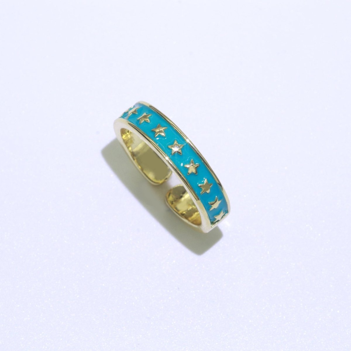 1x Dainty Colorful Enamel Ring Multicolor Star Band Spade Ring Stacking Open Ring Adjustable Ring Yellow Teal Pink Green White Neon Ring O-403 ~ O-410