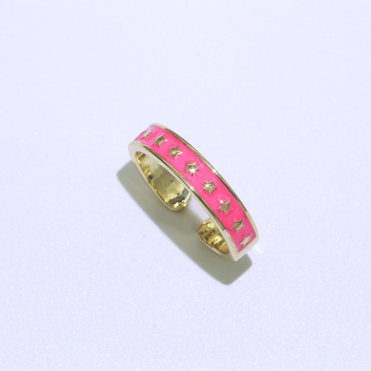 1x Dainty Colorful Enamel Ring Multicolor Star Band Spade Ring Stacking Open Ring Adjustable Ring Yellow Teal Pink Green White Neon Ring O-403 ~ O-410