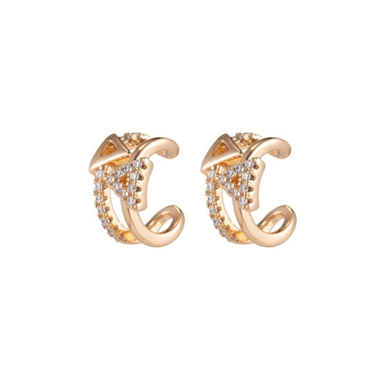 18K Gold Filled Micro Paved CZ Triangle Ear Cuff Earrings | AI055