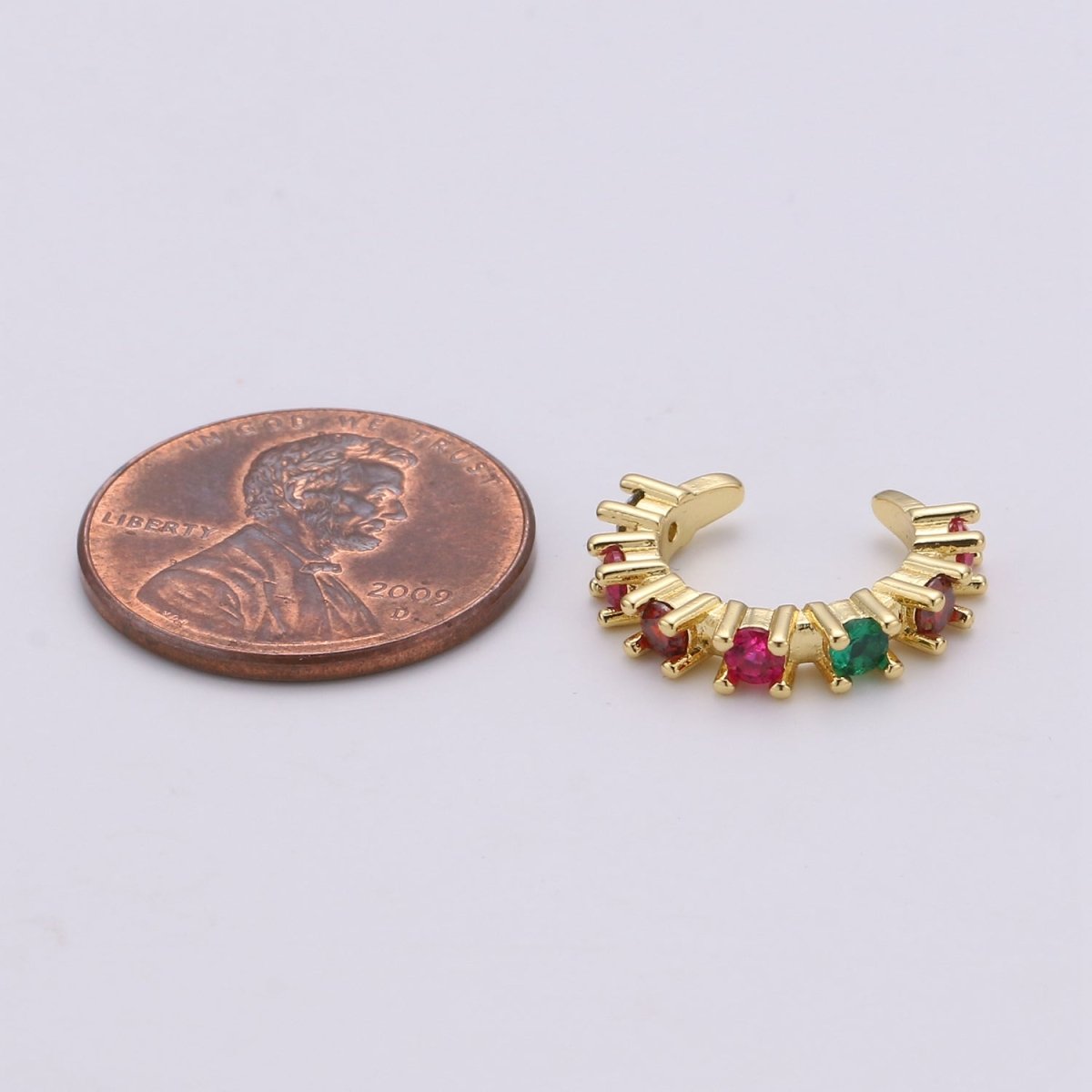 1x Dainty Gold ear cuff, Cubic ear cuff, Rainbow CZ gold ear cuff, Colorful ear cuff Non pierced ear cuff, Conch ear cuff, gold wrap earring | AI-105